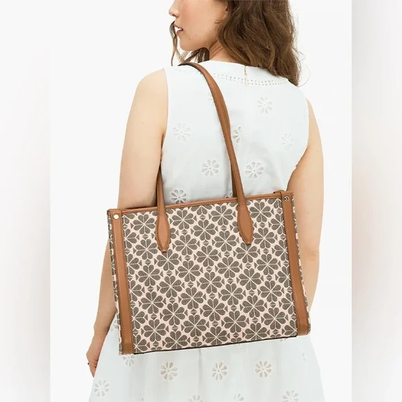 * SOLD * Kate Spade Flower Jacquard Market Medium Tote - Picture 4 of 8
